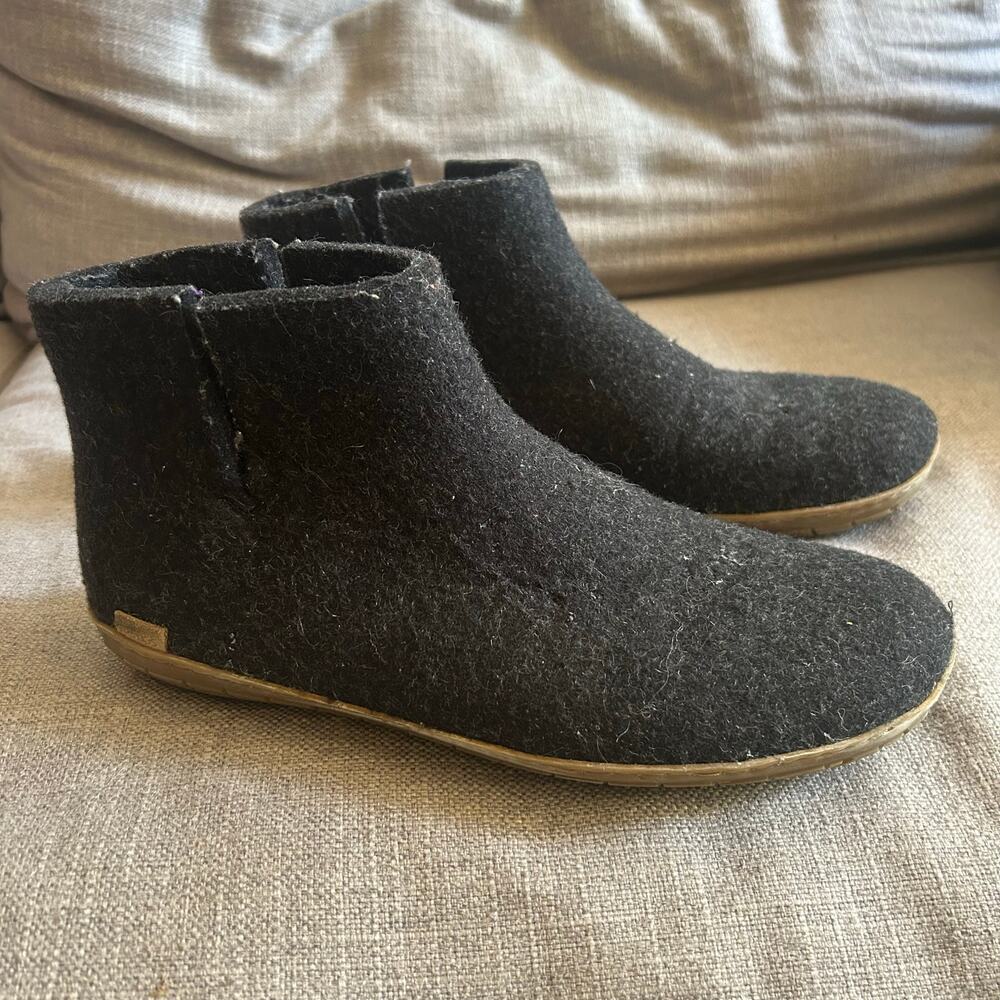 Glerups Wool Slip On Ankle Boots Black Size 45